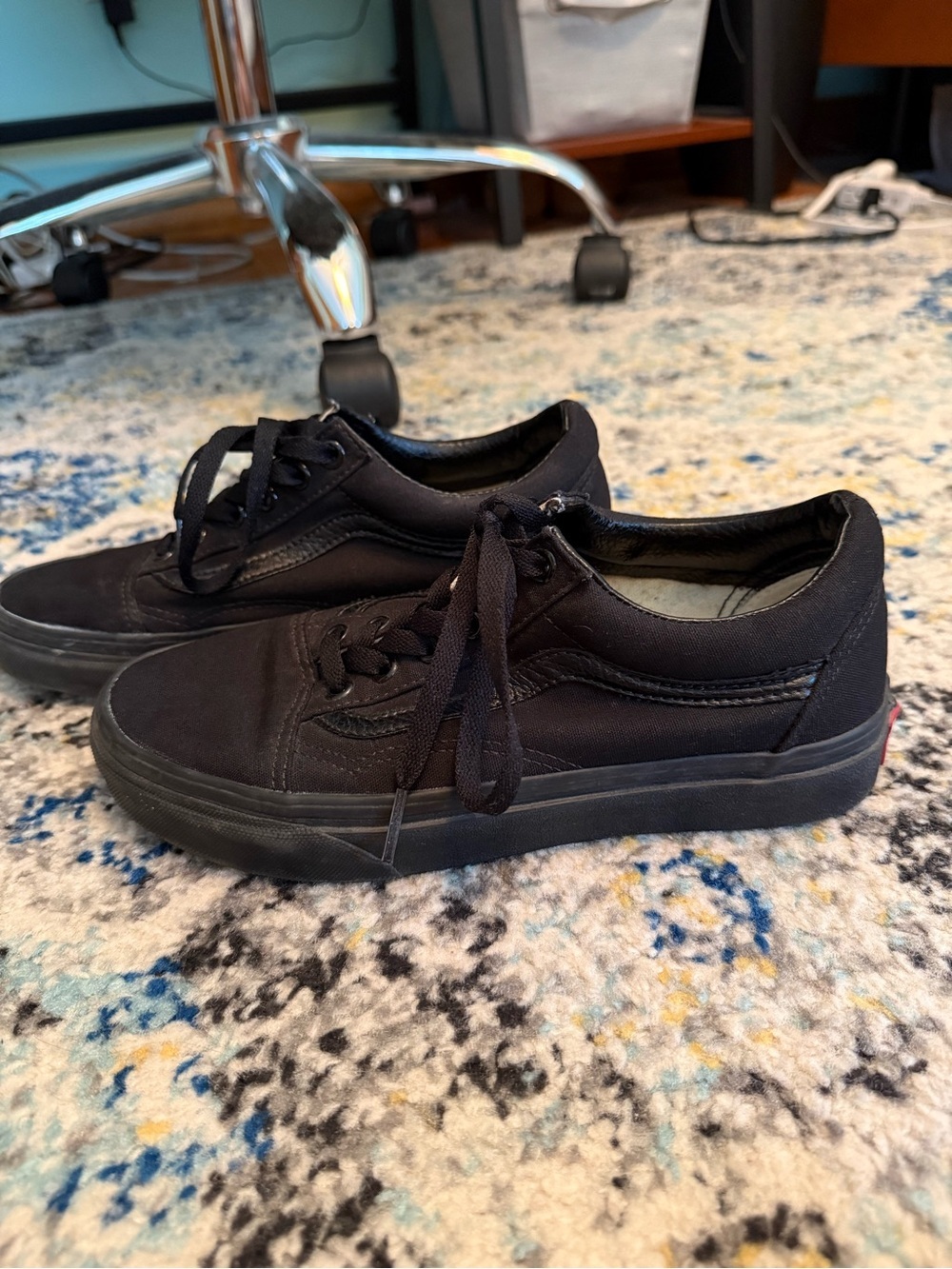 Vans Old Skool Black Shoes Canvas Sneakers Low Lace Front Womens 7.5/Mens 6 - Picture 5 of 8